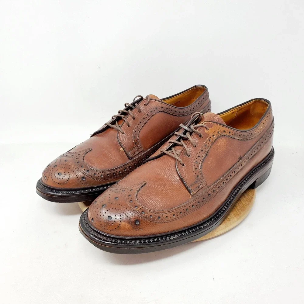 Keith Highlander Shoes Mens 10 Brown Leather Wingtip Longwing Full‎ Brogue Derby